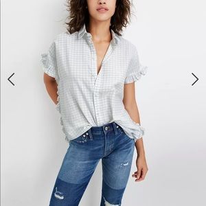 Madewell Windowpane Ruffle-Side Shirt